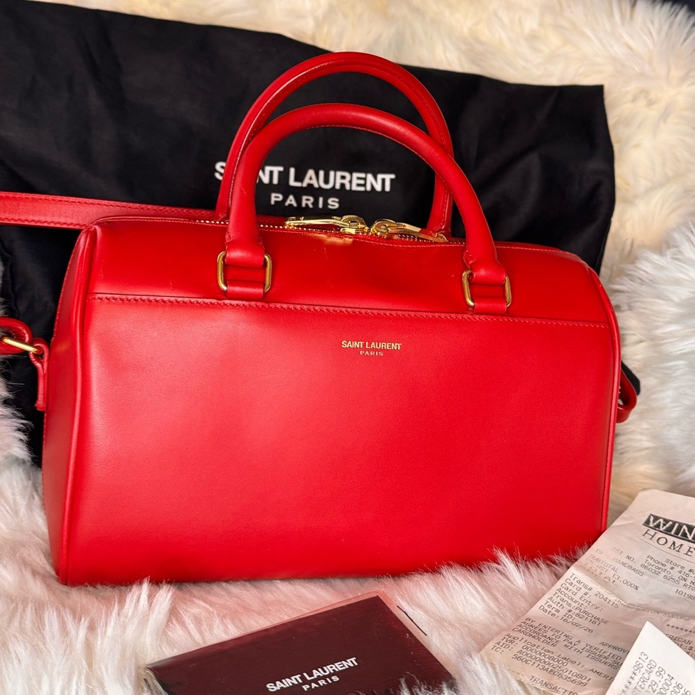 Saint Laurent Baby Leather Duffle Satchel